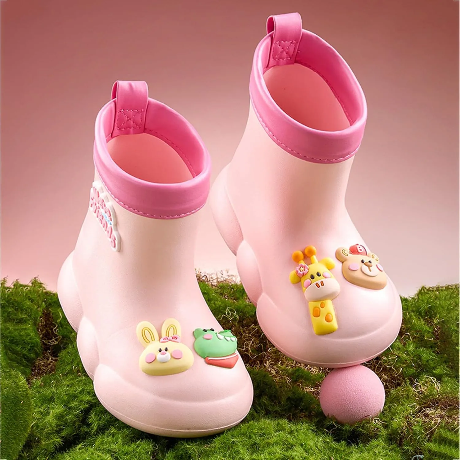 Roller Rain Boots For Toddler Baby Girls ??artoon Bear ??aterproof Booties Mid Length Non Slip Spring Fashion Shoes Cute