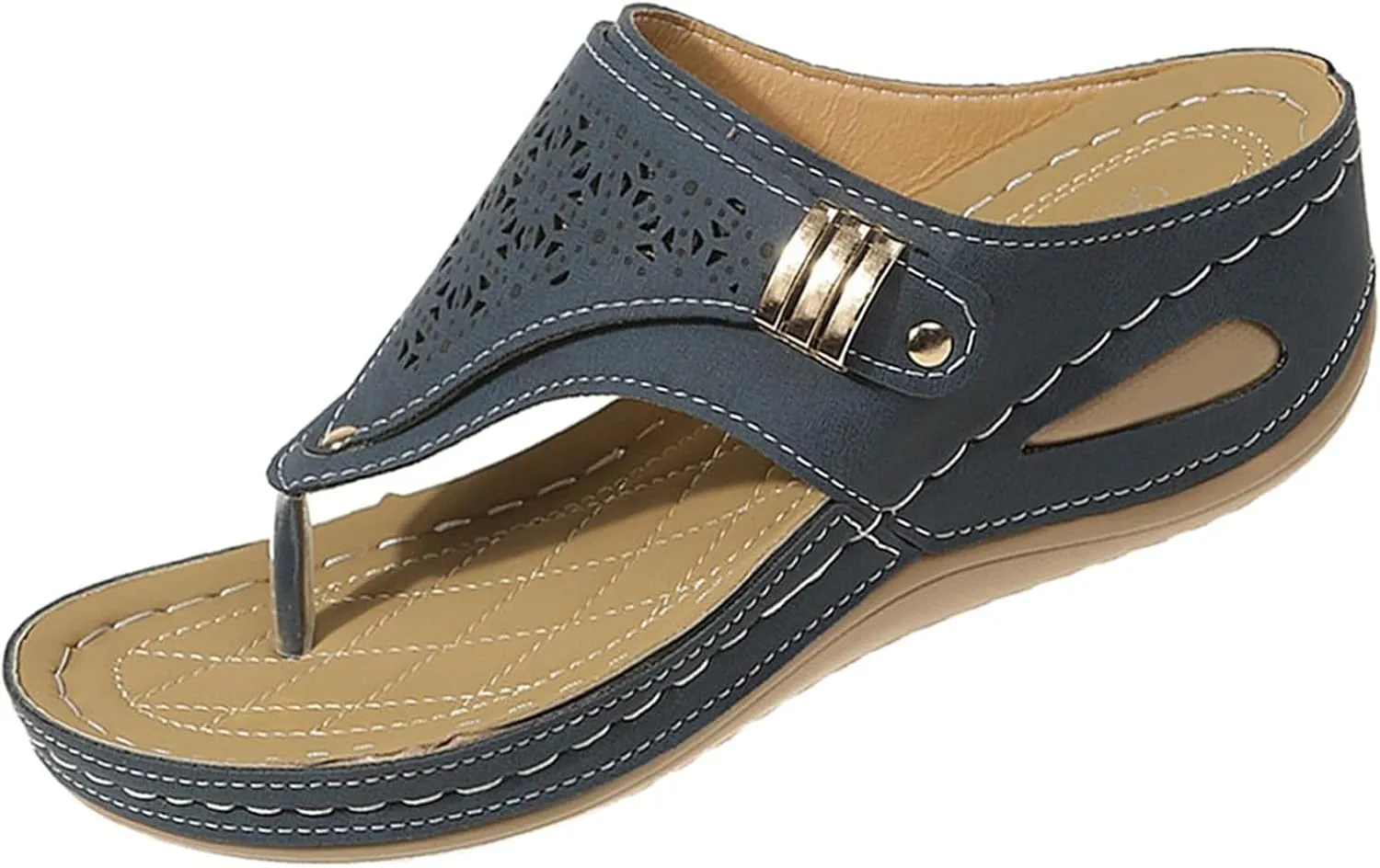 Sandals with Arch Support for Woman Closed Toe Orthopedic Platform Slip on Wedges Comfortable Flip Flops Casual Breathable Mesh Hollow Slippers Wide Width Beach Sports Shower Fashion Trendy Sandal