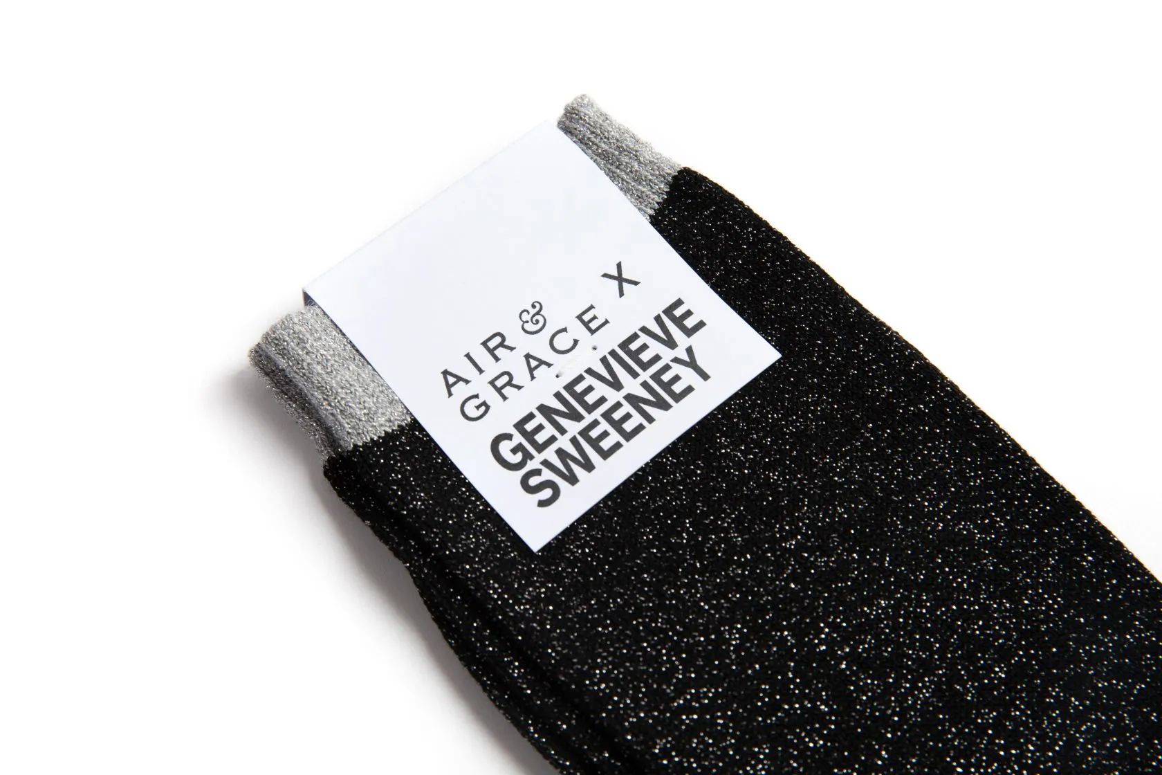 Selina Long Sparkly Socks: Black & Silver
