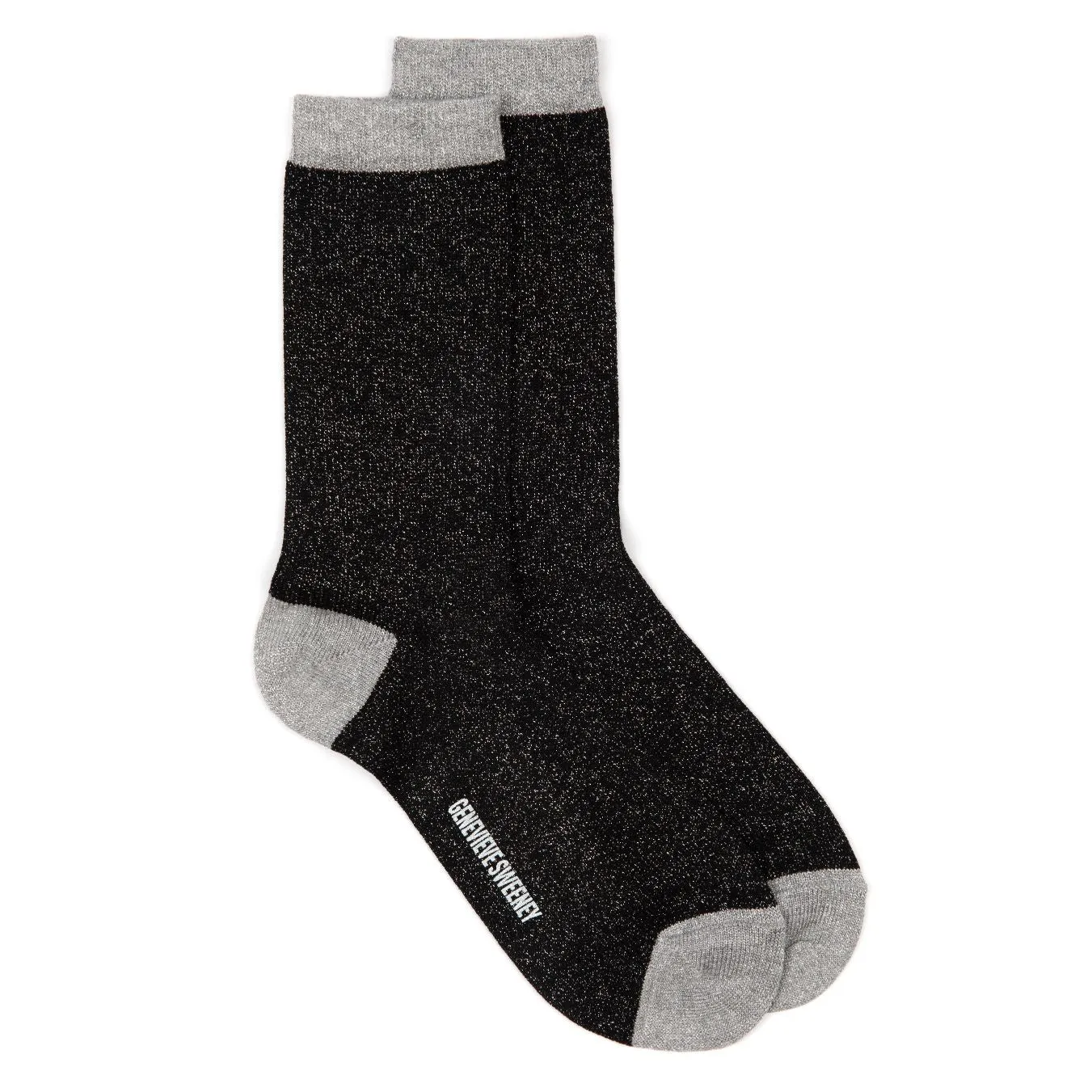 Selina Long Sparkly Socks: Black & Silver