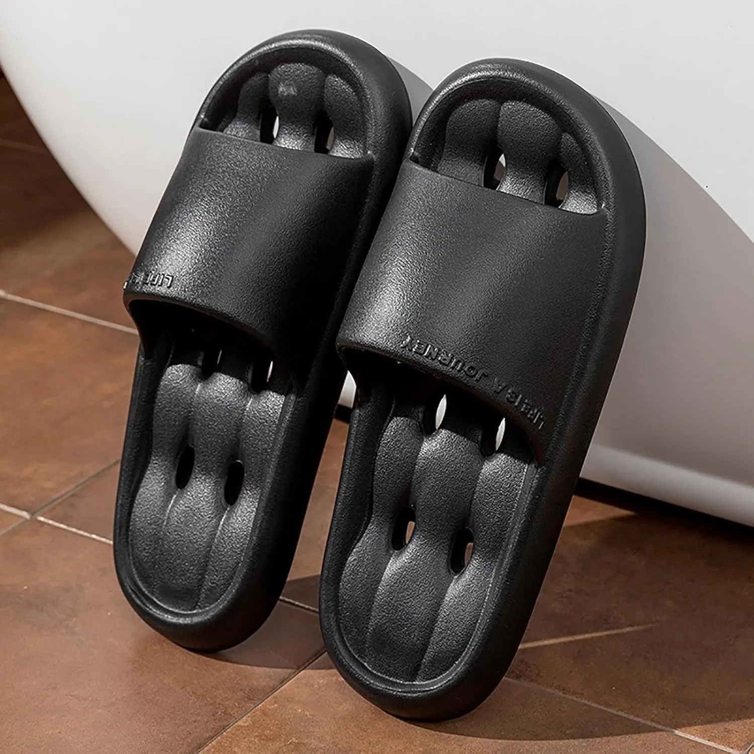 Shower Shoes for Women and Men Massage Pool Slides Soft Cushioned Slip Slides Slippers Fuzzy Arch Leopard Slippers
