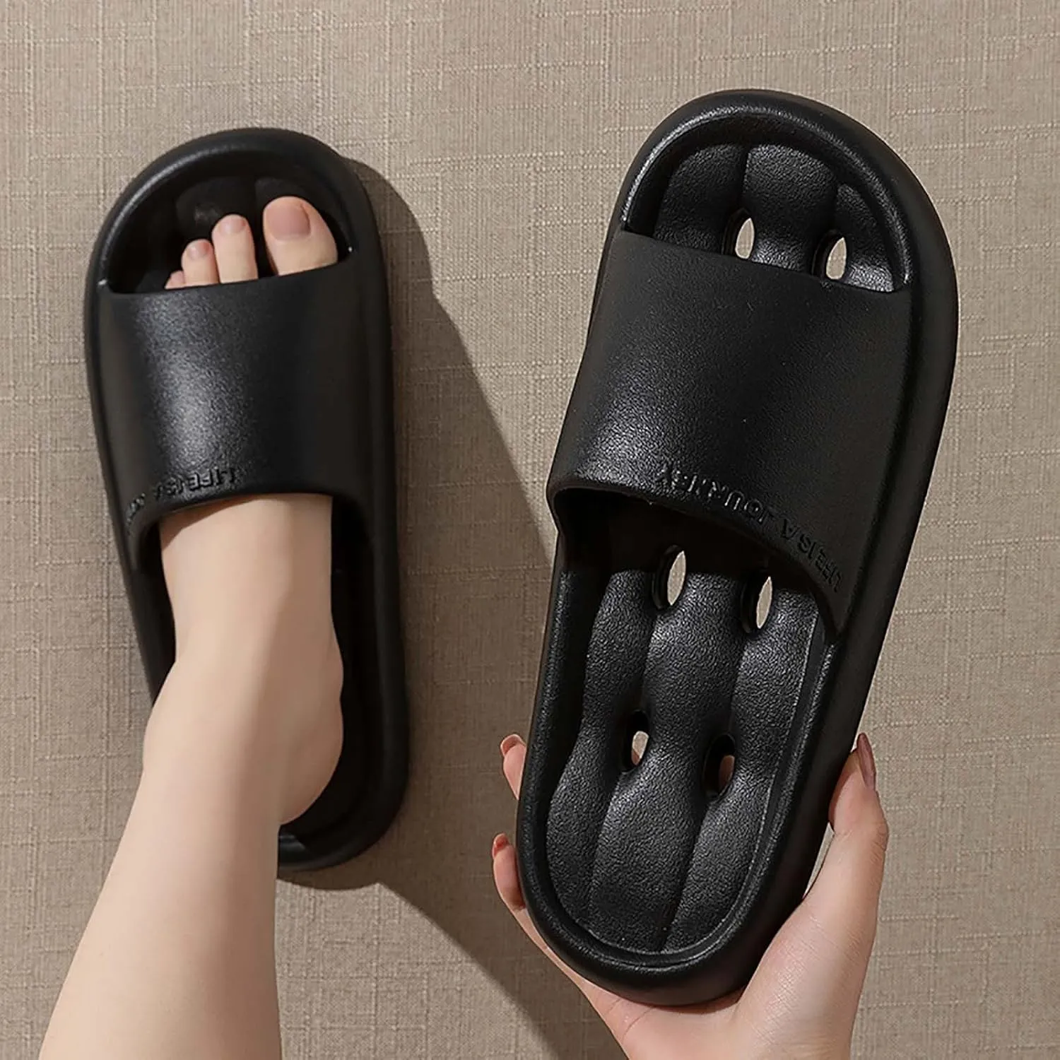 Shower Shoes for Women and Men Massage Pool Slides Soft Cushioned Slip Slides Slippers Fuzzy Arch Leopard Slippers