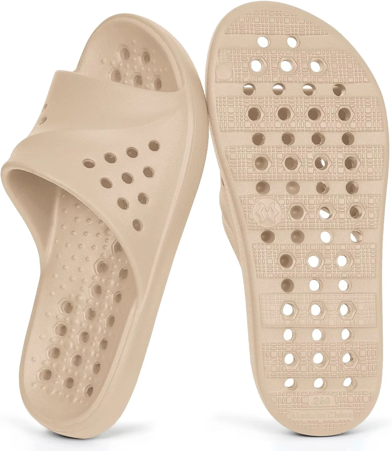Shower Shoes for Womens Mens Massage Pool Slides with Arch Support Quick Drying Beach Sandals Non Slip Summer Bathroom House Slippers with Drain Holes