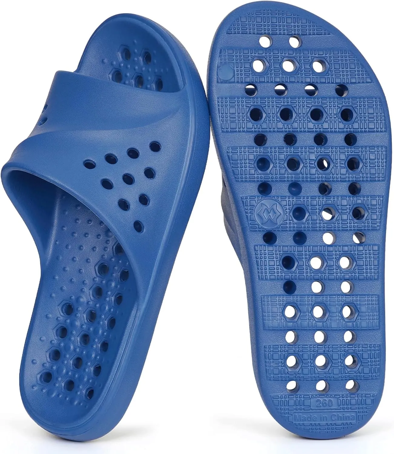 Shower Shoes for Womens Mens Massage Pool Slides with Arch Support Quick Drying Beach Sandals Non Slip Summer Bathroom House Slippers with Drain Holes