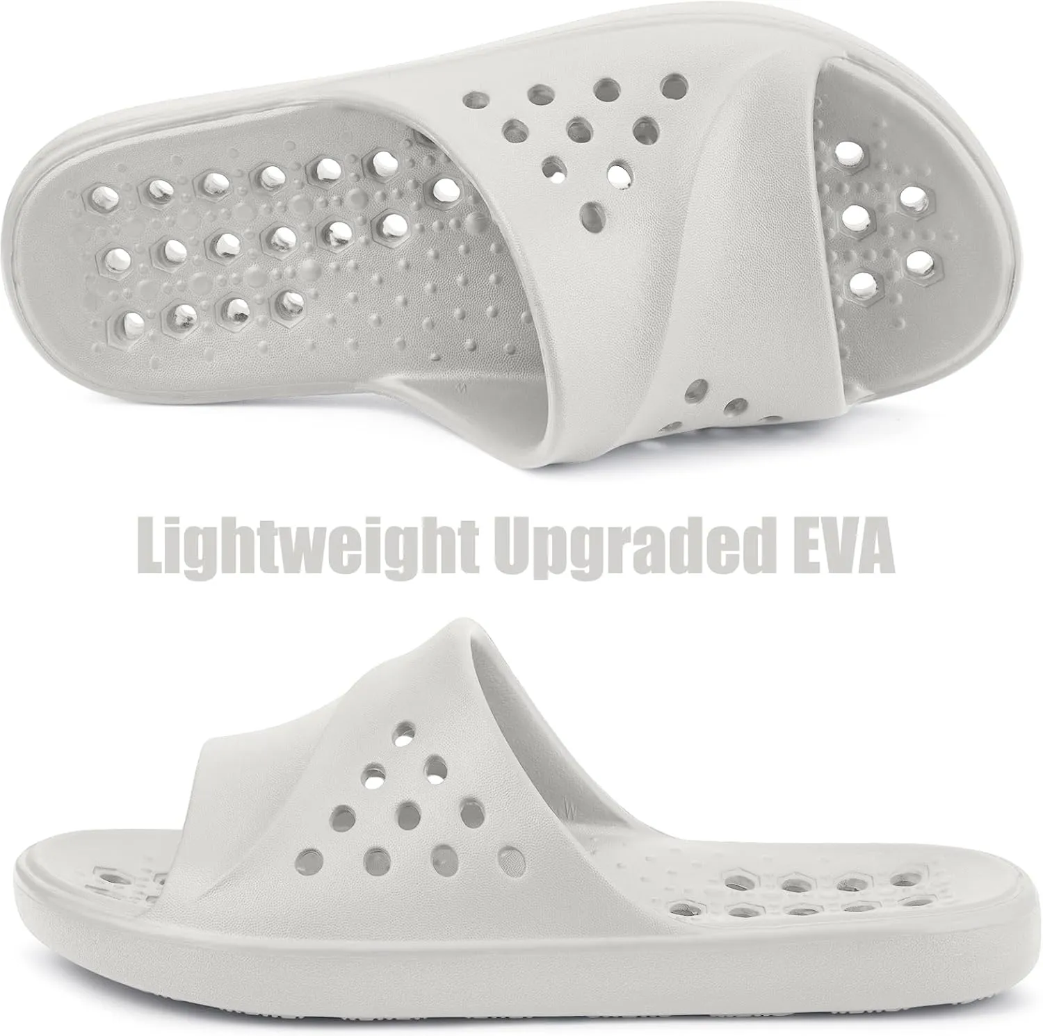 Shower Shoes for Womens Mens Massage Pool Slides with Arch Support Quick Drying Beach Sandals Non Slip Summer Bathroom House Slippers with Drain Holes