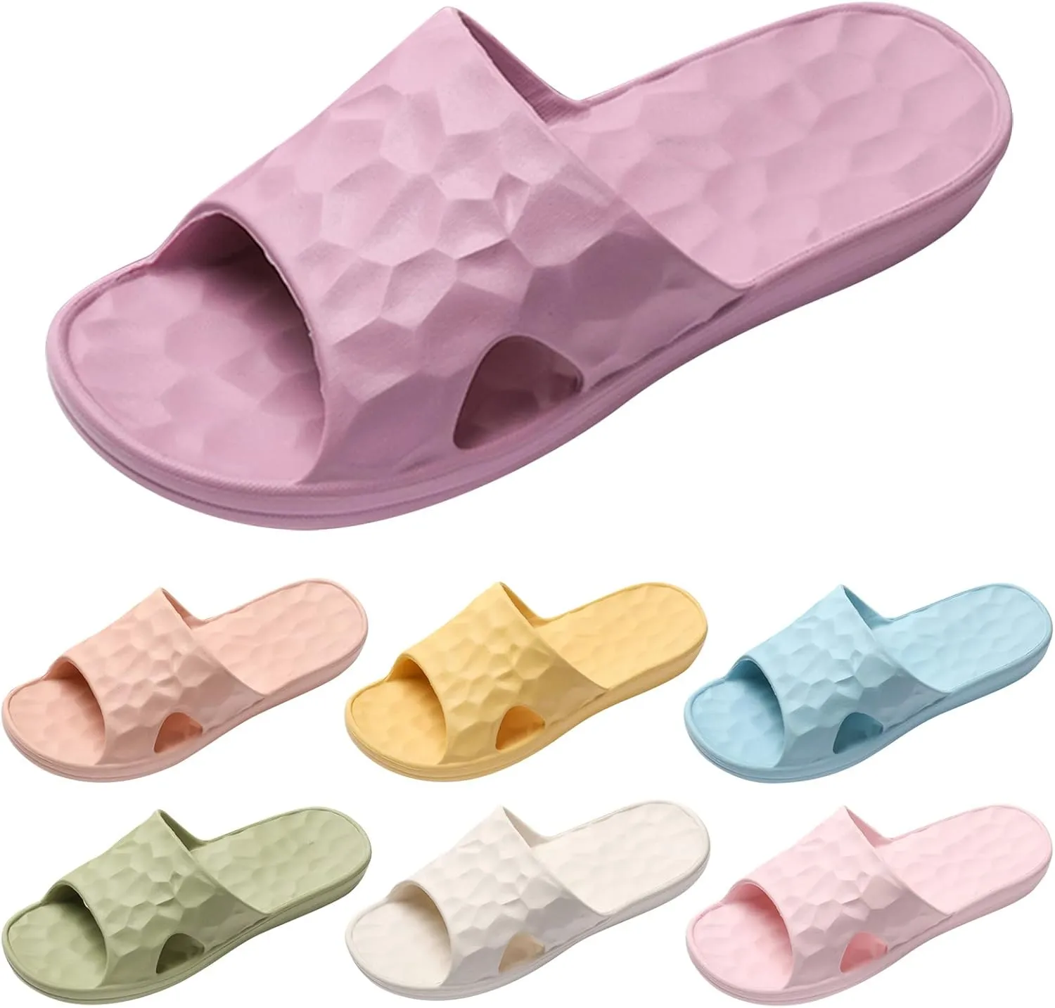 Summer Slides Sandals for Women Open Toe Shower Shoes Bathroom Sandals Walking Sandals Women's Fashion Slippers