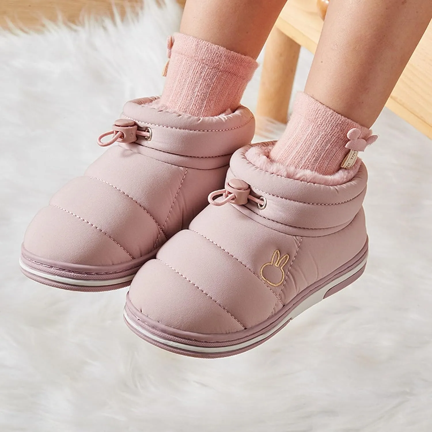 Toddler Baby Boys Girls Warm House Boots Kids Slippers Fuzzy ?????? Lined Comfy Flat Bottom Indoor Bedroom Shoes