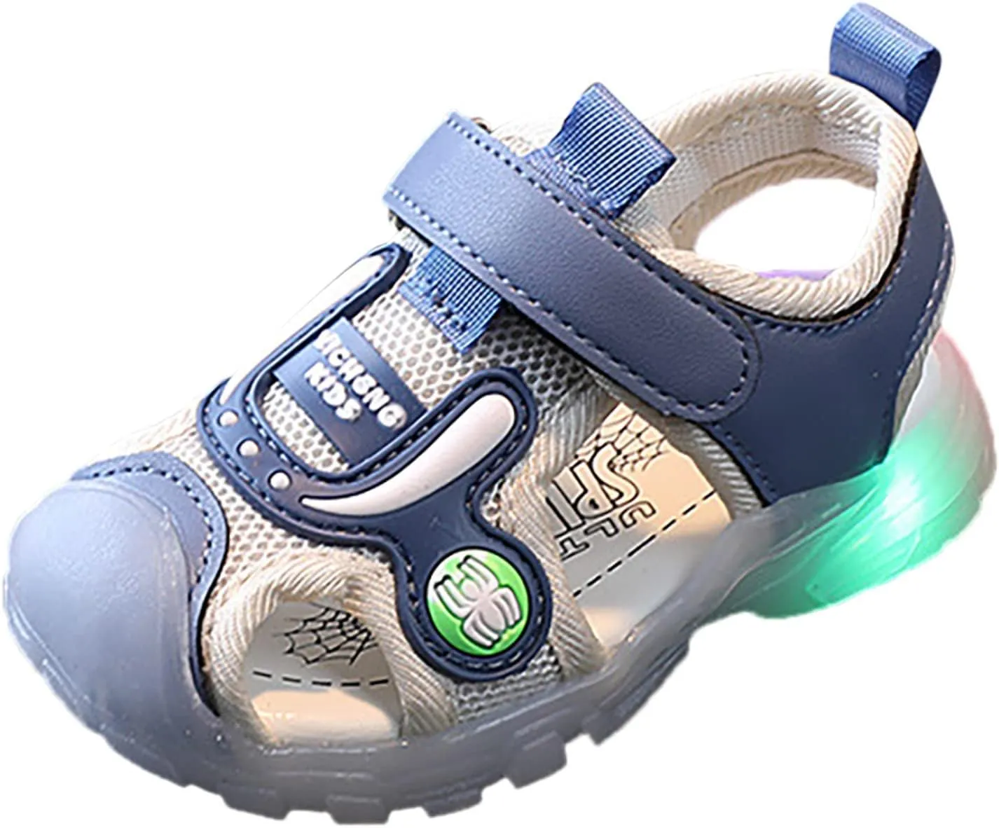 Toddler Boys Girls Cartoon Light Up Sandals Closed Toe Summer Beach Shoes Luminous Soft Sole Non Slip Sneakers
