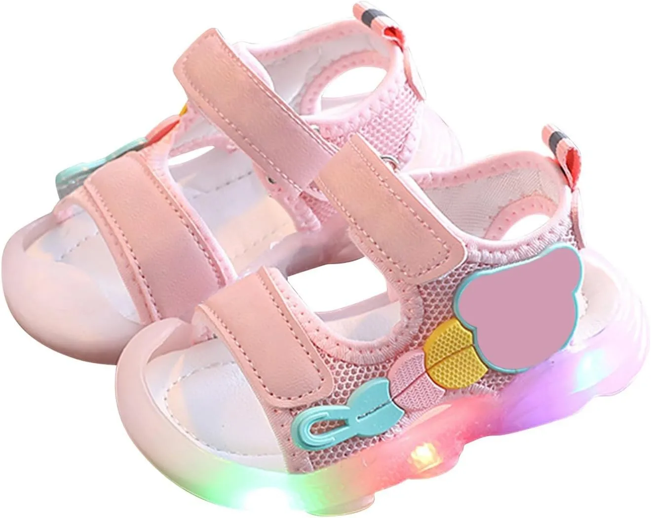 Toddler Girls Boys Light Up Sandals, Lightweight Non Slip Adjustable Strap Open Toe Beach Water Shoes Pool Slippers