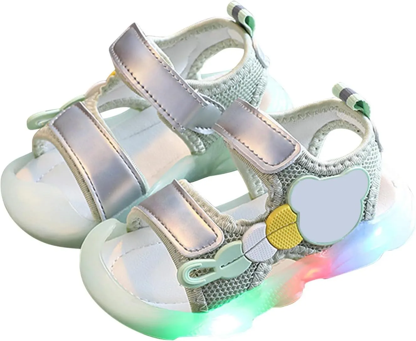 Toddler Girls Boys Light Up Sandals, Lightweight Non Slip Adjustable Strap Open Toe Beach Water Shoes Pool Slippers