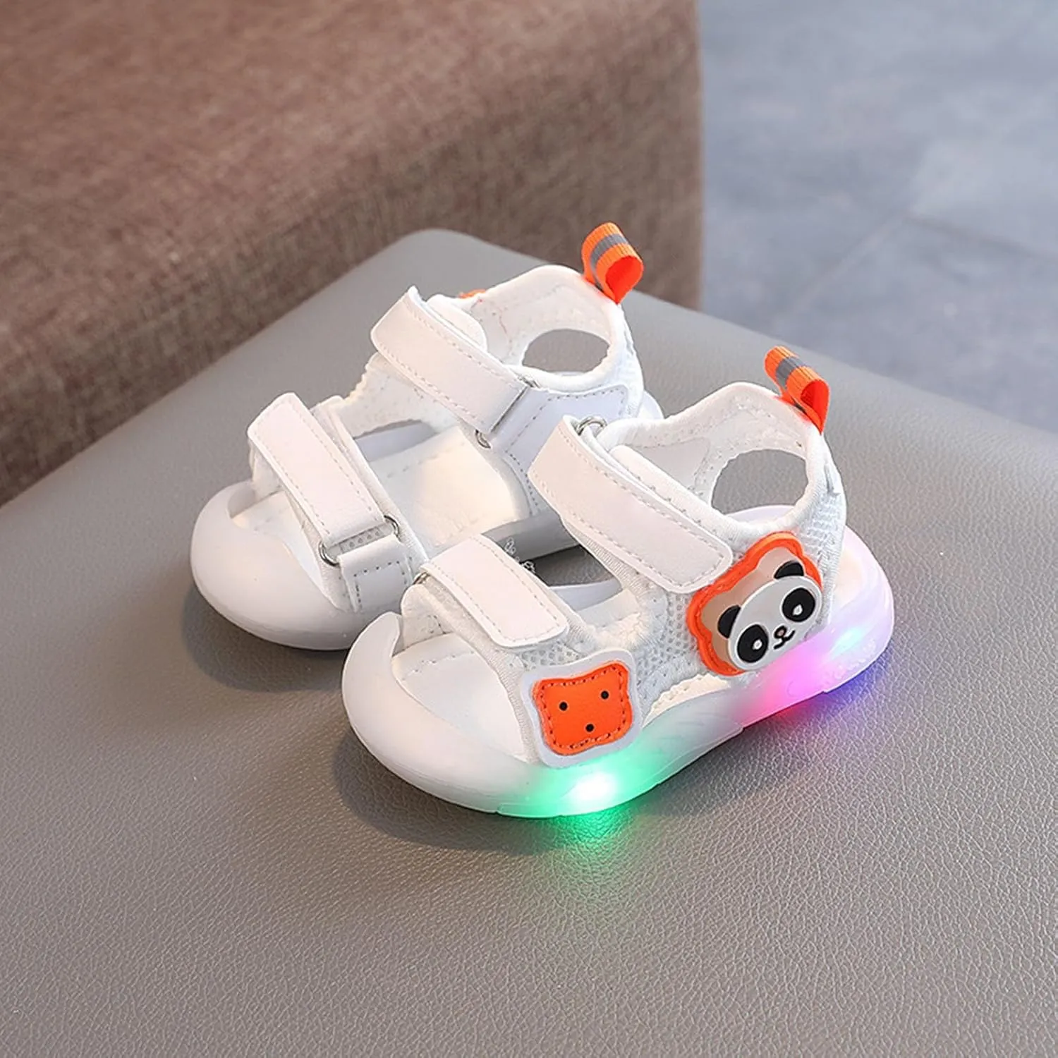 Toddler Infant Light Up Sandals Open Toe Lightweight Breathable Anti Slip Flashing Sport Shoes Summer Beach Play
