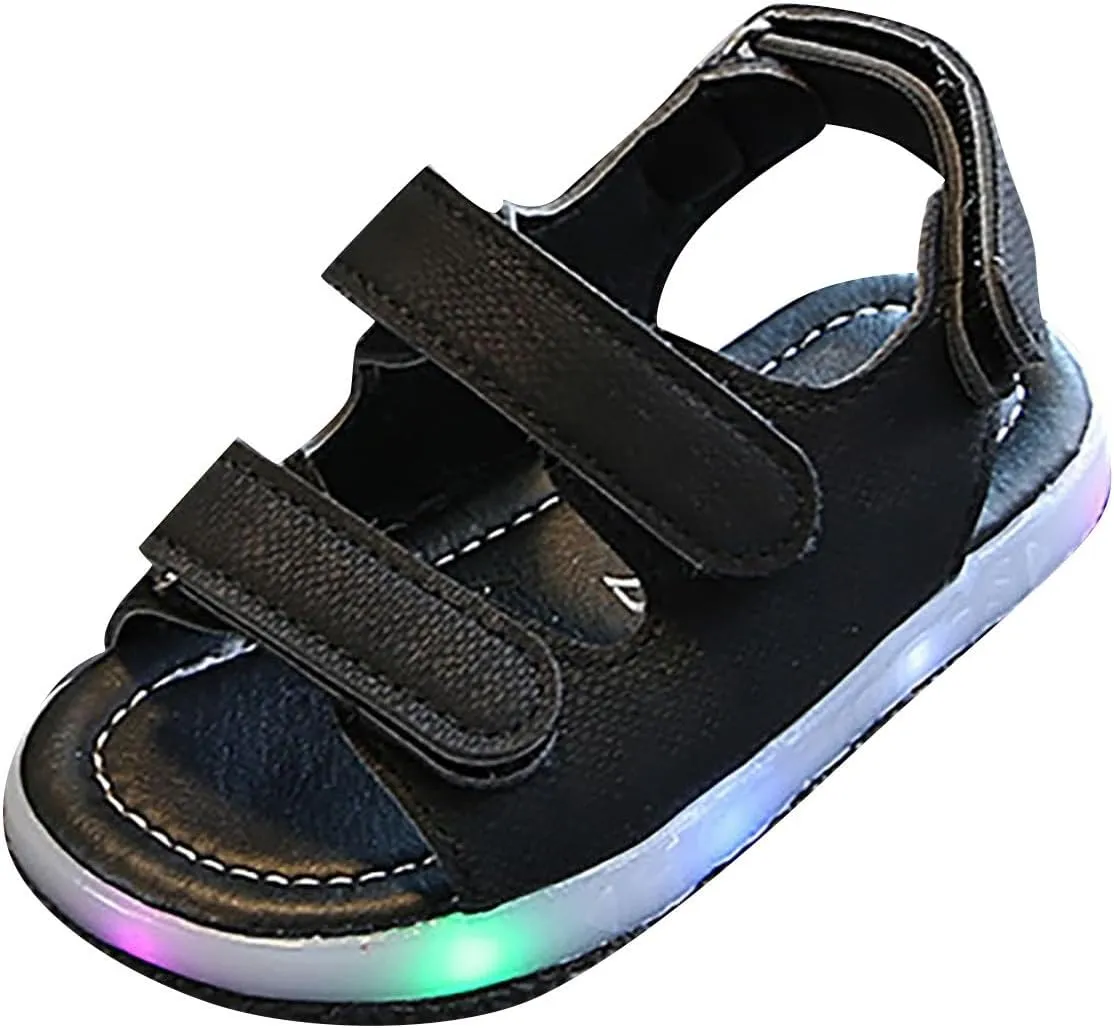 Toddler Infant Unisex Light Up Sports Sandals Lightweight Non Slip Walking Shoes Summer Casual Sandals
