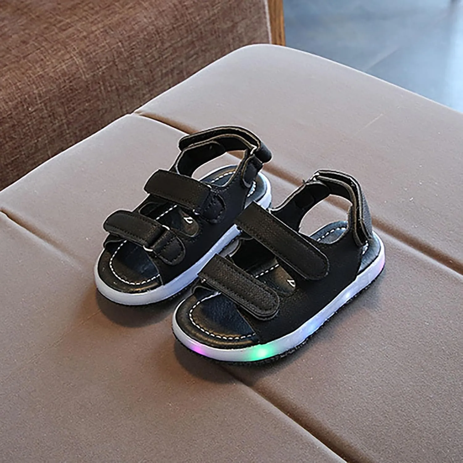 Toddler Infant Unisex Light Up Sports Sandals Lightweight Non Slip Walking Shoes Summer Casual Sandals