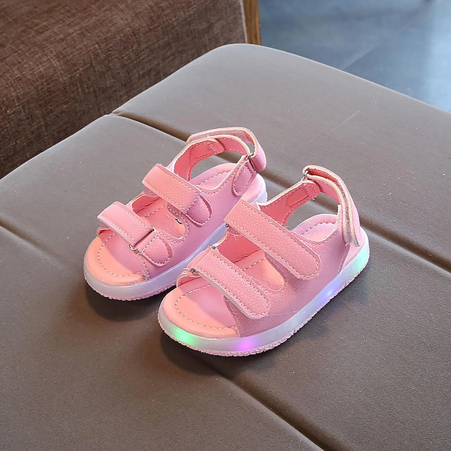 Toddler Infant Unisex Light Up Sports Sandals Lightweight Non Slip Walking Shoes Summer Casual Sandals
