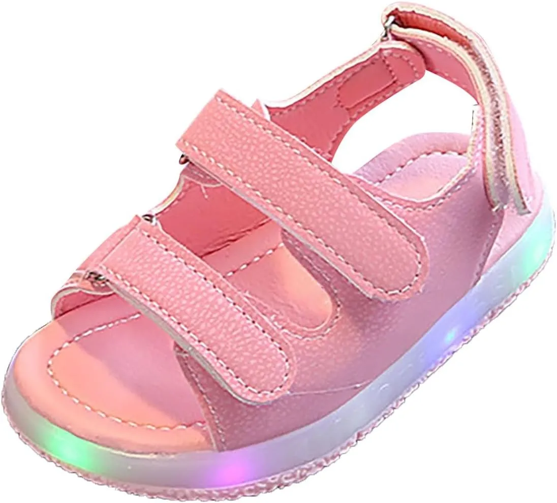 Toddler Infant Unisex Light Up Sports Sandals Lightweight Non Slip Walking Shoes Summer Casual Sandals