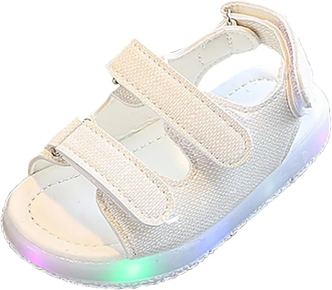 Toddler Infant Unisex Light Up Sports Sandals Lightweight Non Slip Walking Shoes Summer Casual Sandals