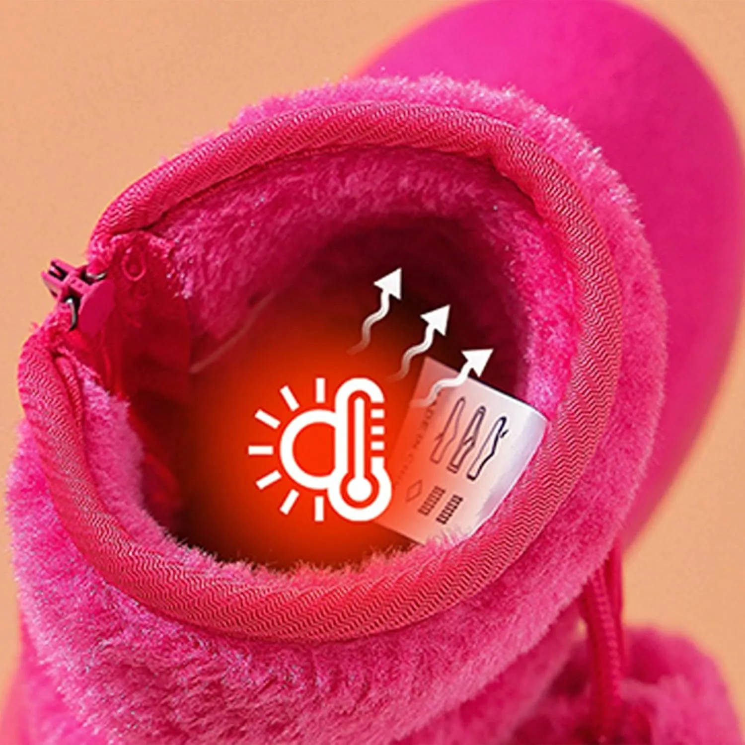 Toddler Winter Boots Girls Boys Kids Unisex Snow Boots Side Zip Fleece Outdoor Anti-Slip Warm Boots with Pom Poms