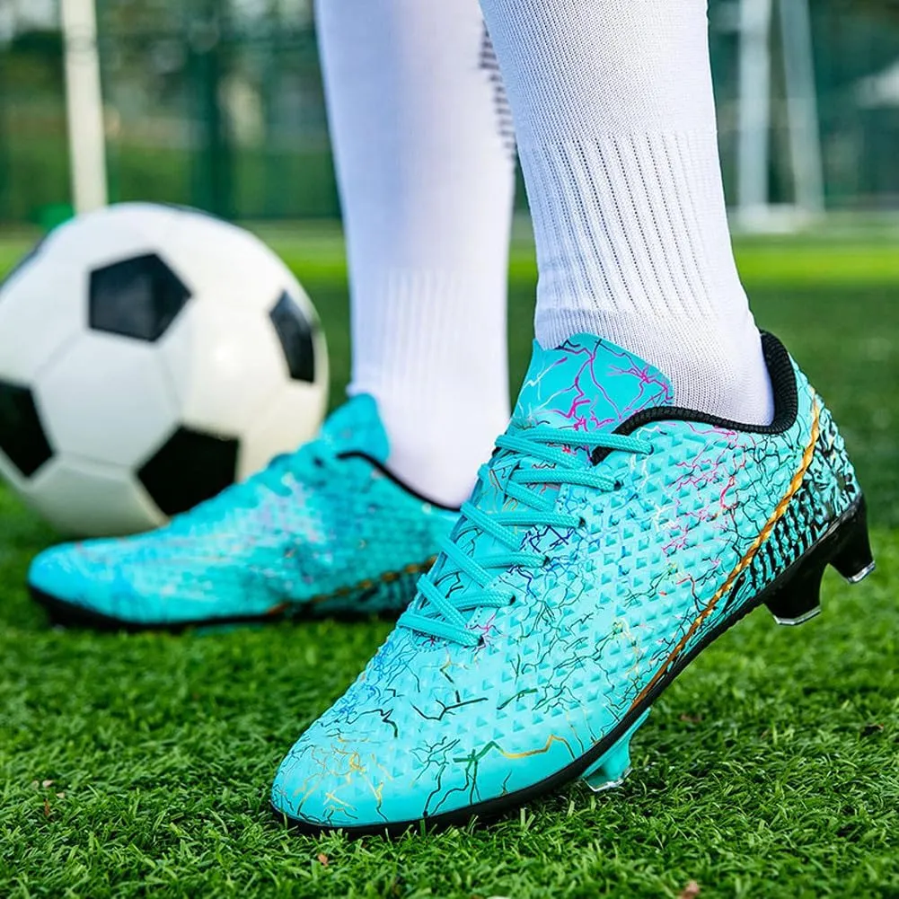WILTENA Womens Comfy Soccer Cleats Mens Low Top Firm Ground Football Shoes Girls Boys Fashion Outdoor Football Sneakers