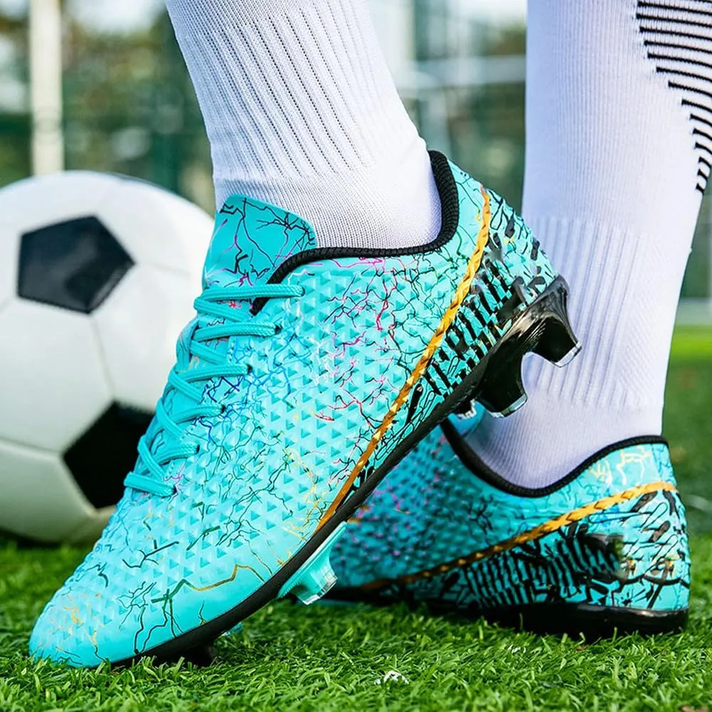 WILTENA Womens Comfy Soccer Cleats Mens Low Top Firm Ground Football Shoes Girls Boys Fashion Outdoor Football Sneakers