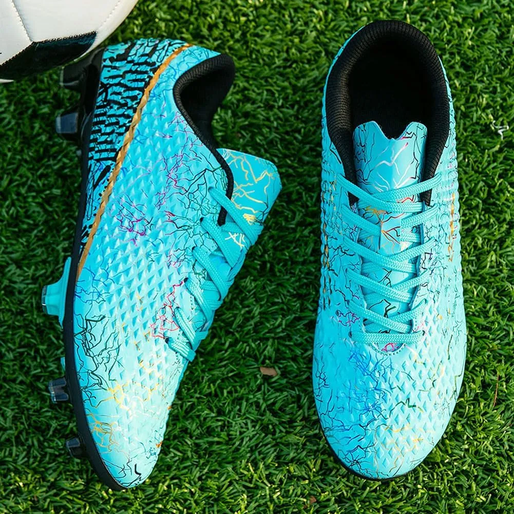 WILTENA Womens Comfy Soccer Cleats Mens Low Top Firm Ground Football Shoes Girls Boys Fashion Outdoor Football Sneakers