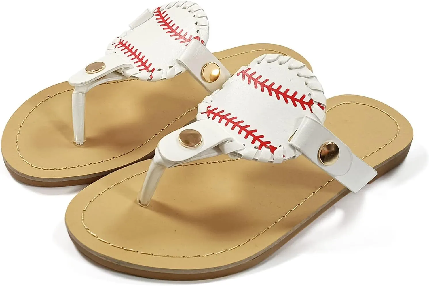 Women Baseball Sandals Flat Flip Flops for Women Slippers with Arch Support for Ladies Clip Toe Walking Sandals