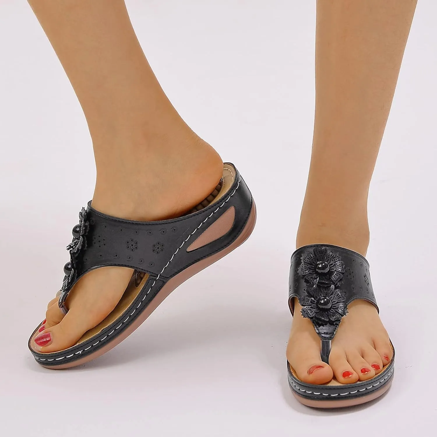 Womens Orthopedic Sandals With Arch Support Summer Casual Flip Flops Adjustable Buckle Beach Walking Shoes Breathable Mesh Quick Dry Sport Sandals Orthopedic Shoes for Women