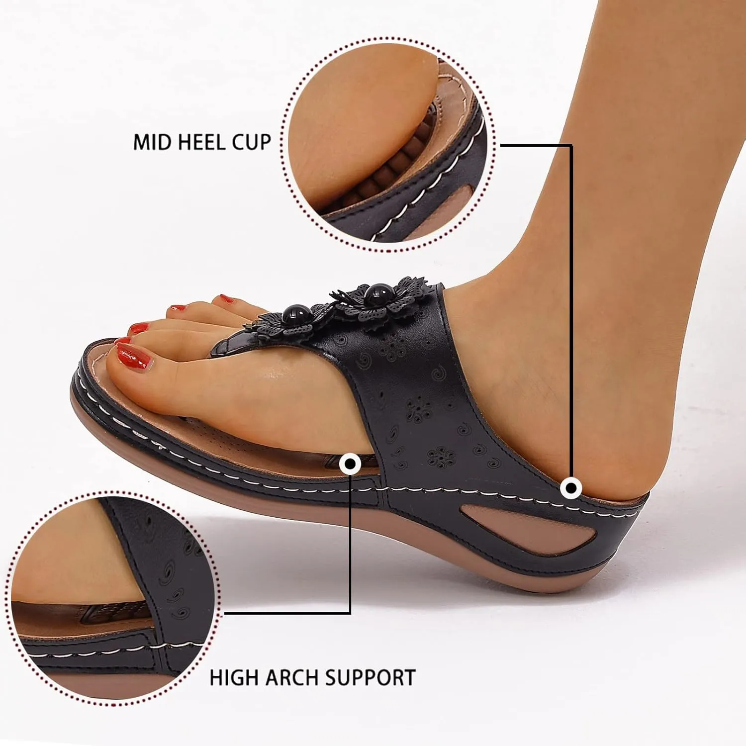 Womens Orthopedic Sandals With Arch Support Summer Casual Flip Flops Adjustable Buckle Beach Walking Shoes Breathable Mesh Quick Dry Sport Sandals Orthopedic Shoes for Women
