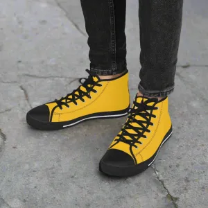 Yellow Color Men's High Tops, Modern Yellow Solid Color Minimalist Best Men's High Top Sneakers For Men (US Size: 5-14)
